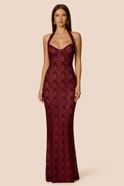 Nookie Mystique Halter Gown - Wine